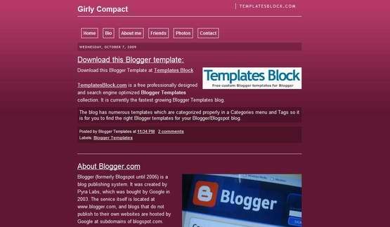Girly Compact Blogger Template