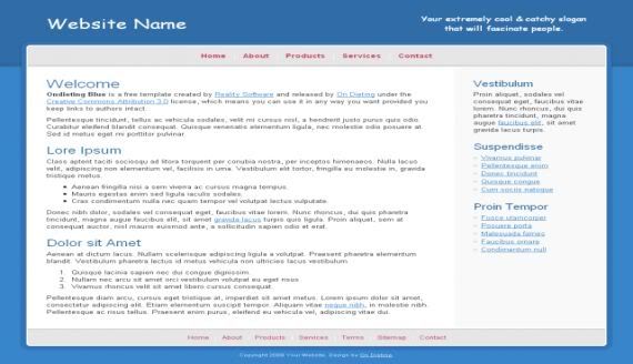 Free CSS Blue Side White HTML Website Template
