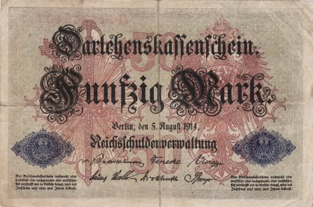 German 50 Marks DARLEHENSKASSENSCHEINE 1914