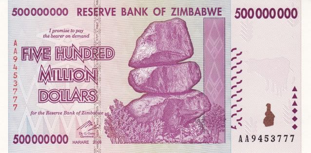 ZIMBABWE 5 HUNDRED MILLION