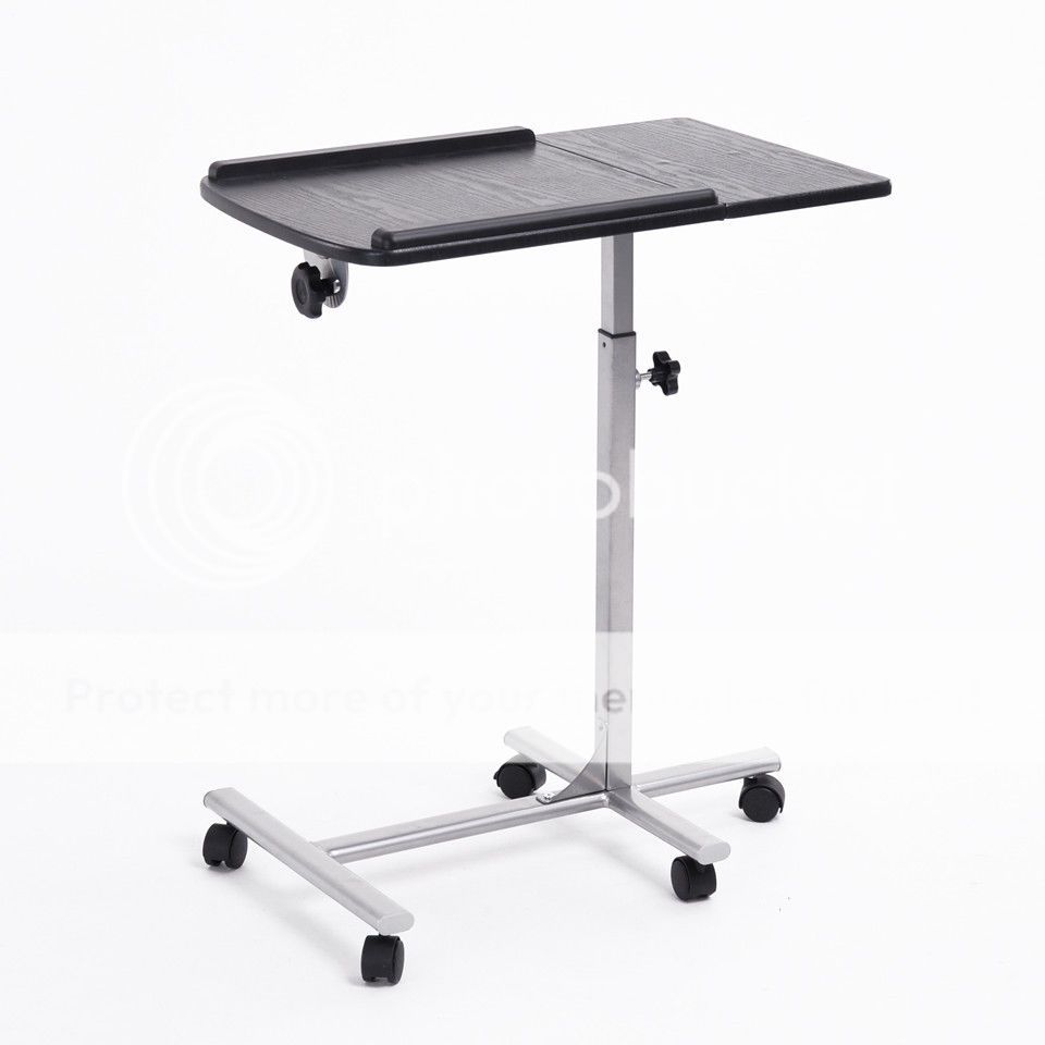 1pc Angle Height Adjustable Rolling Laptop Desk Portable Over Bed Folding Table