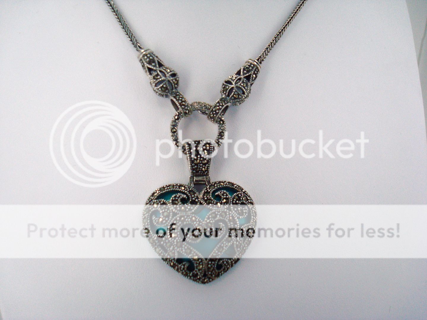 TURQUOISE 925 STERLING SILVER HEART PENDANT & NECKLACE  
